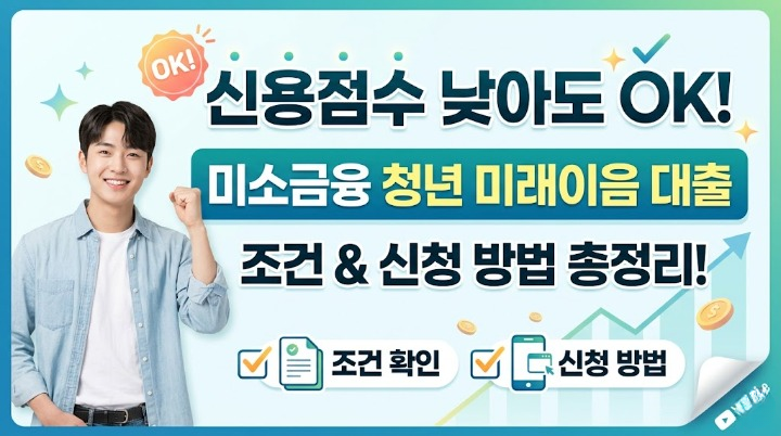 신용점수 낮아도 OK! 미소금융 청년 미래이음 대출 조건 및 신청 방법 총정리
