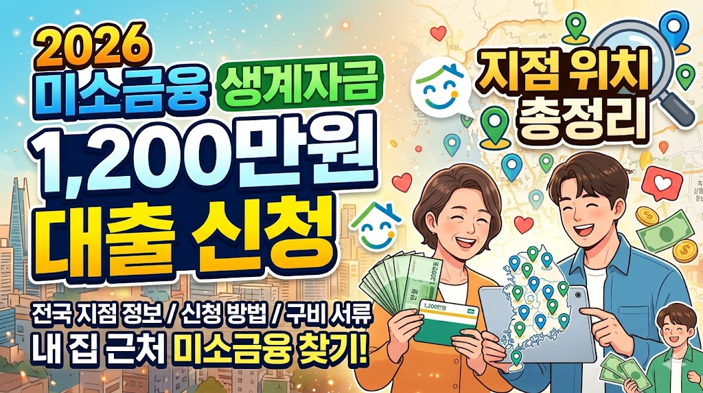 연 3~4%대 저금리! 미소금융 생계자금 1,200만원 한도 및 지점 위치