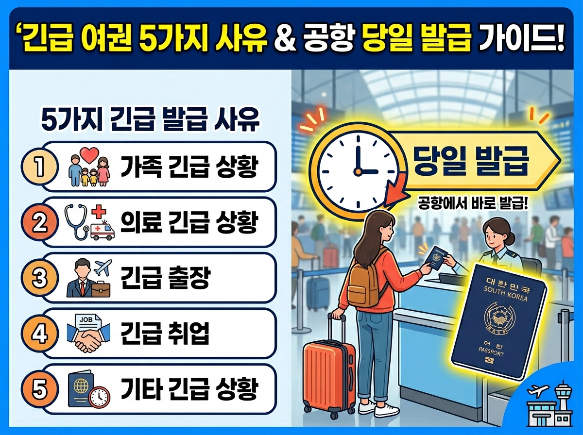 휴가철 필수 상식! 공항에서 1시간 만에 여권 받는 긴급 사유 총정리
